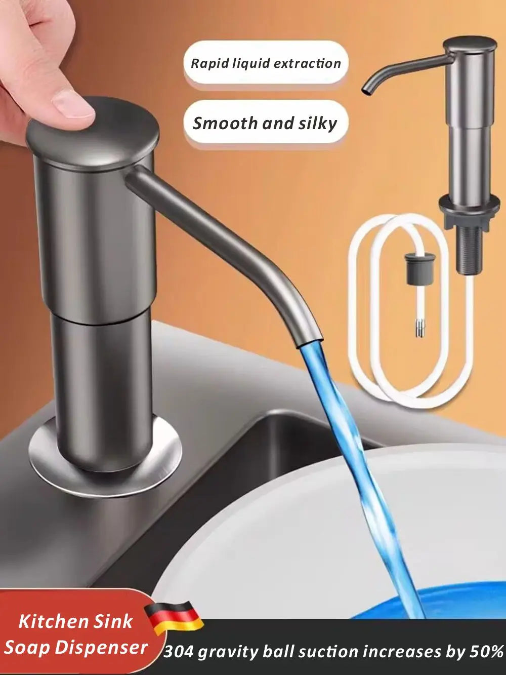Küchenarbeitsplatten Seifenspender mit Verlängerungsrohr Handpresse