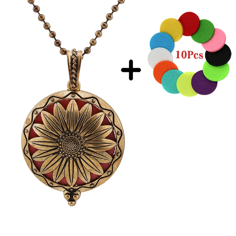 Aromatherapie Halskette Lotus Diffusor Anhänger aus Zinklegierung