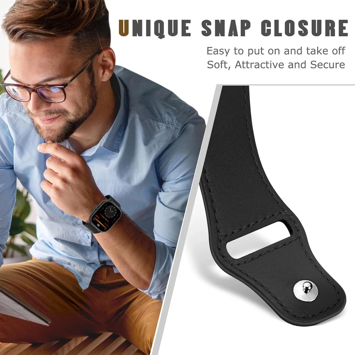 Elegantes Lederarmband für Smartwatch und Fitness Tracker-Yabubestshop