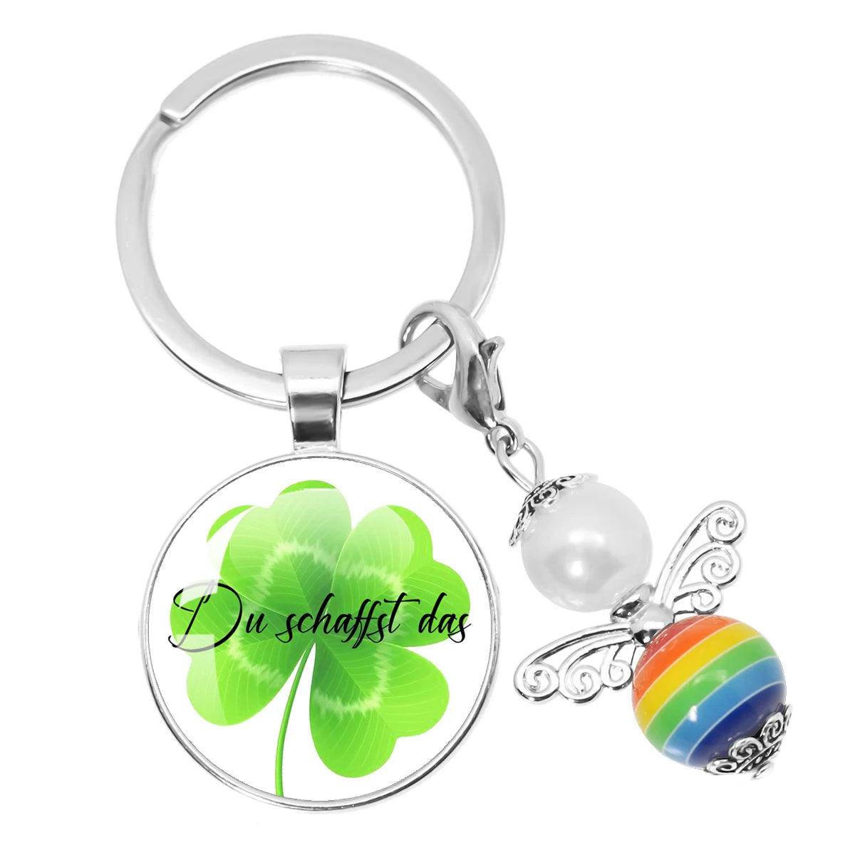 Glücksbringer Schlüsselanhänger mit vierblättrigem Kleeblatt Design