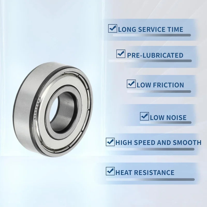 Rillenkugellager 6203ZZ 17 x 40 x 12 mm geschmierte Lager Silber