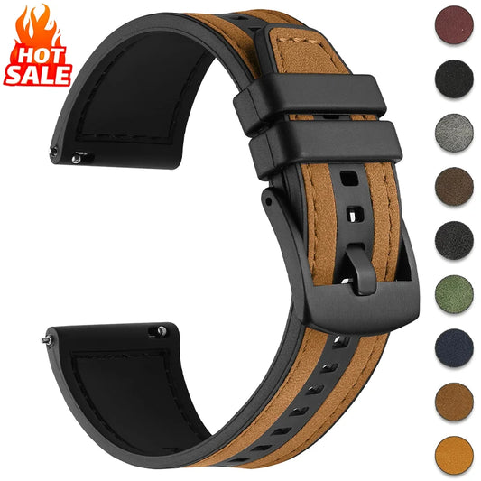 22 mm Leder-Silikonarmband kompatibel für Huawei und Samsung Galaxy Watch-Yabubest - Home & More
