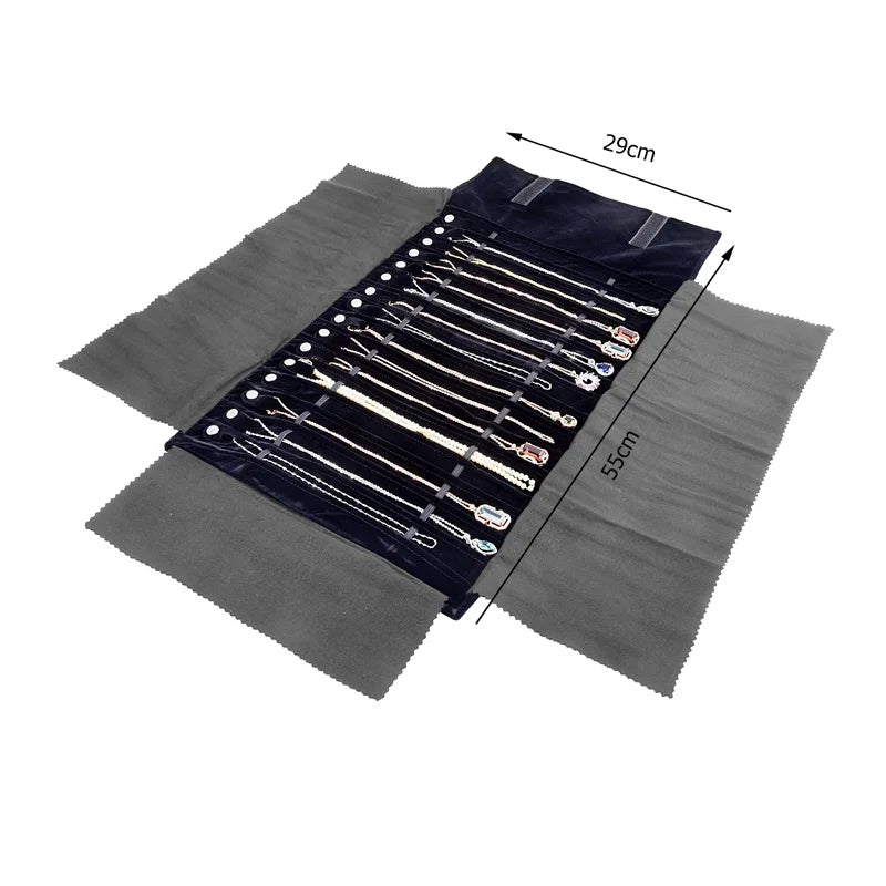 Tragbare Schmuckrolle aus Samt für Reisen und Aufbewahrung