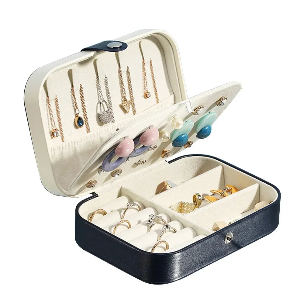 Tragbare Leder Schmuck Organizer für Reisen - Ringe, Ketten, Ohrringe sicher verstauen