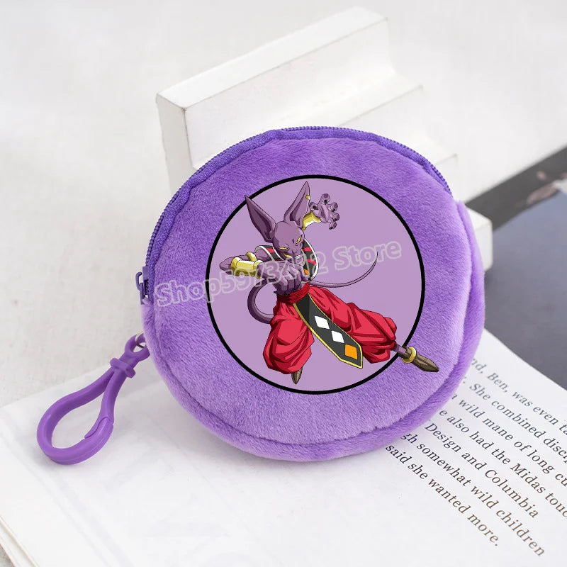 Plüsch Mini Geldbörse mit Reißverschluss rund Cartoon Schlüsselanhänger