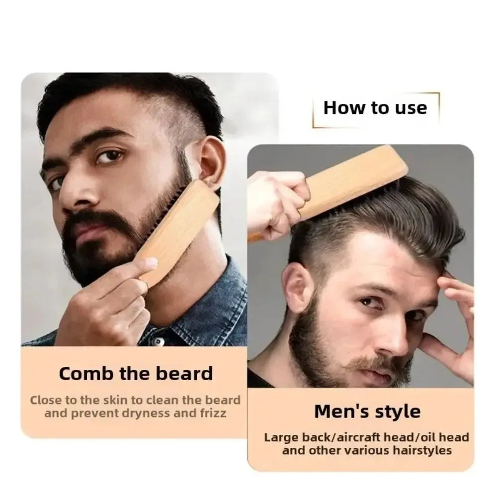 Holz Haarbürste mit Wildschweinborsten Antistatisch Für Glattes Styling