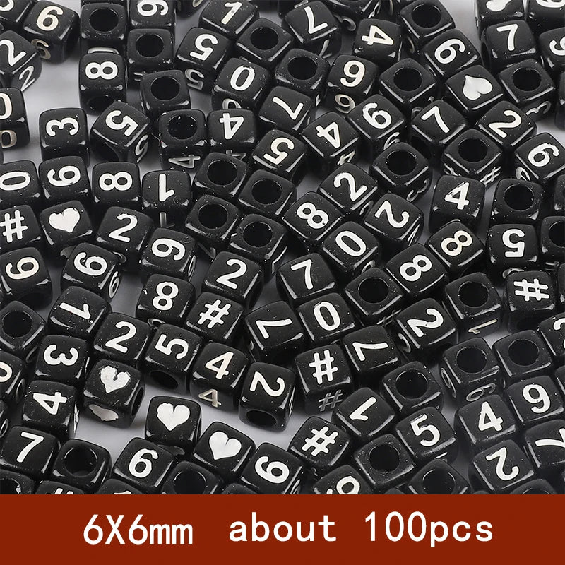6x6mm Quadratische Acryl Alphabet Perlen für DIY Schmuck Basteln