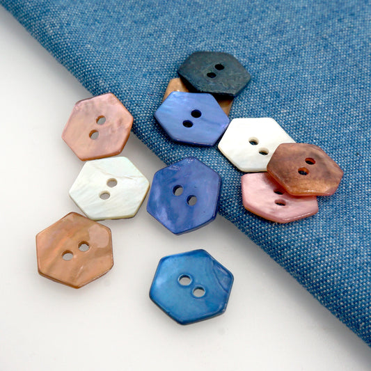 10 Stück 12,5 mm Sechseck-Nähzubehör mit natürlichem Muschelknopf, 2 Löcher - Yabubest - Home & More