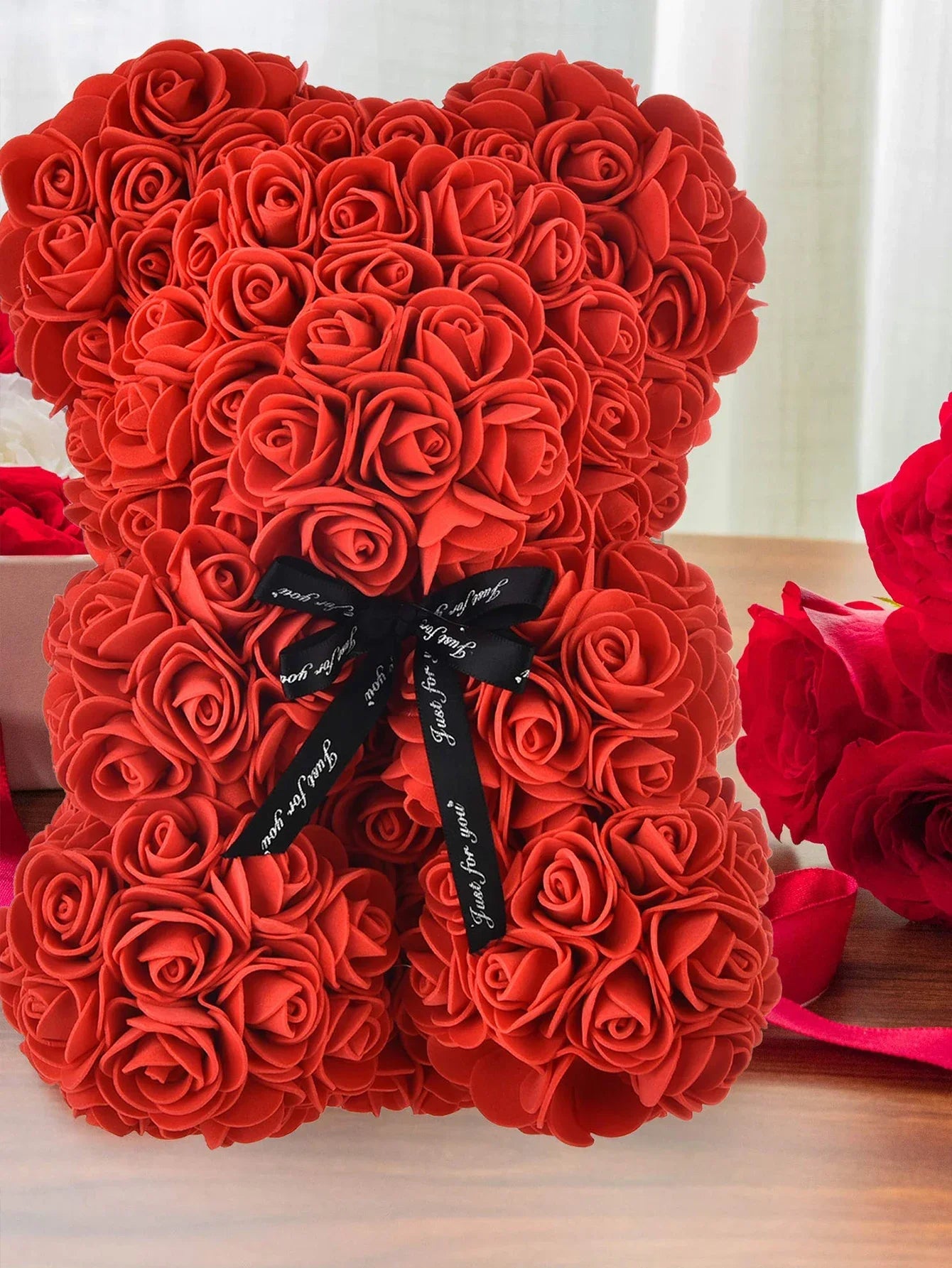 Ewige Rose Teddybär 25m Künstliche Blumen Geschenk und Dekoration-Yabubest - Home & More
