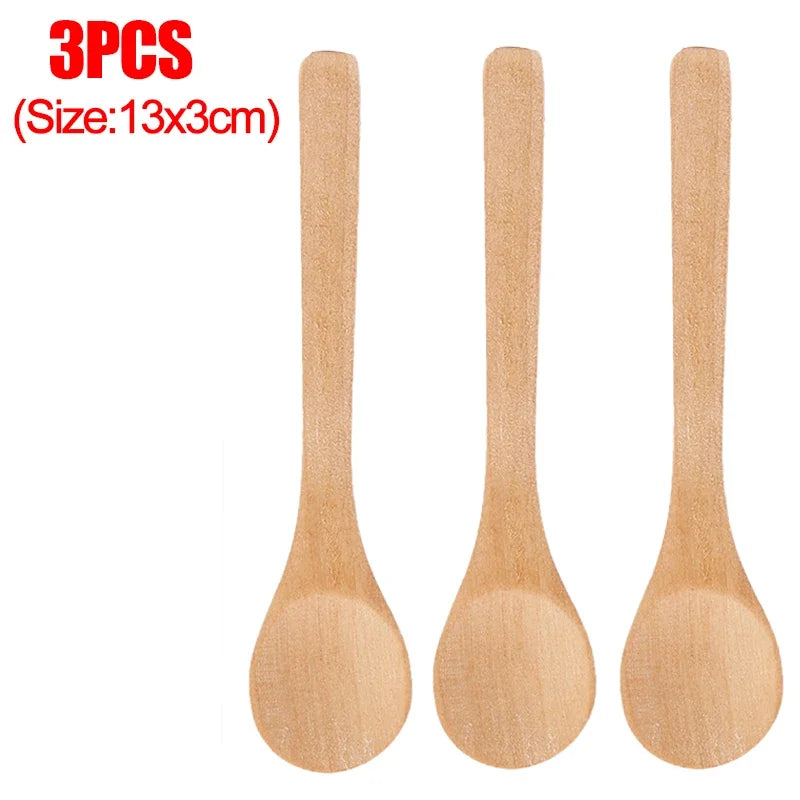 Holz Bambus Löffel Set 6 Stück runde Teelöffel für Küche und Tee