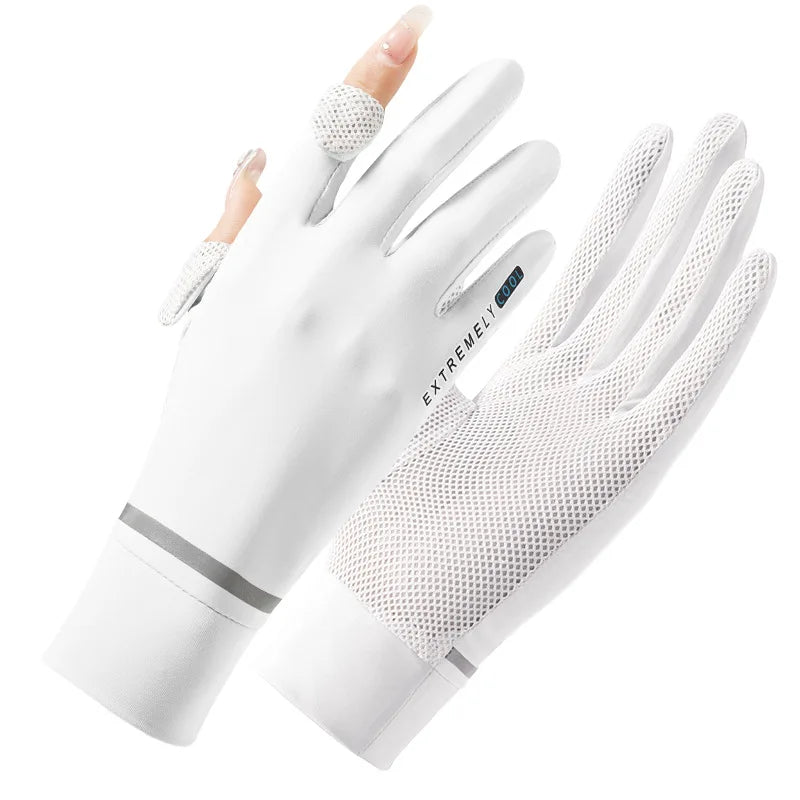Sommerliche Eis-Seide Handschuhe mit Sonnenschutz – dünn, kühl - touchscreenfähig