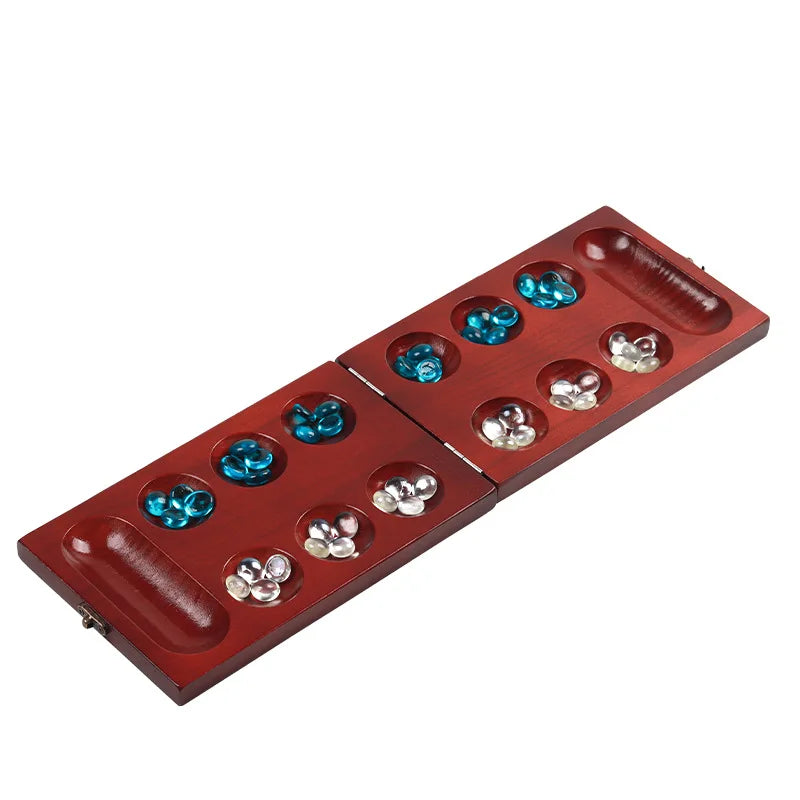 Faltbares Mancala Brettspiel aus Holz für Kinder und Erwachsene