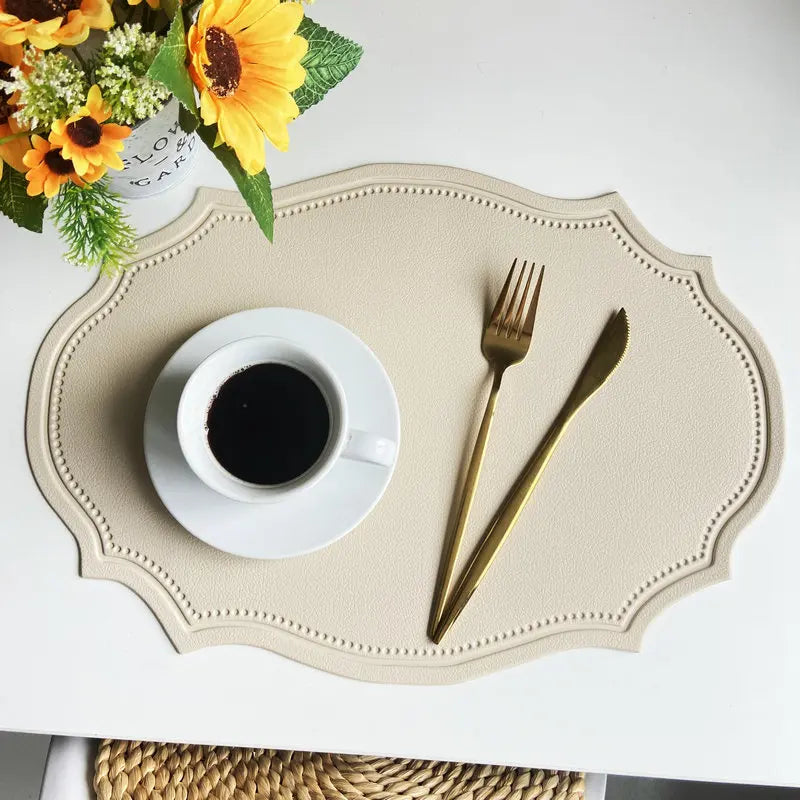 Geformte PU Kunstleder Tischsets Luxus Schwarz Creme Grau 1/4/6 Stk.