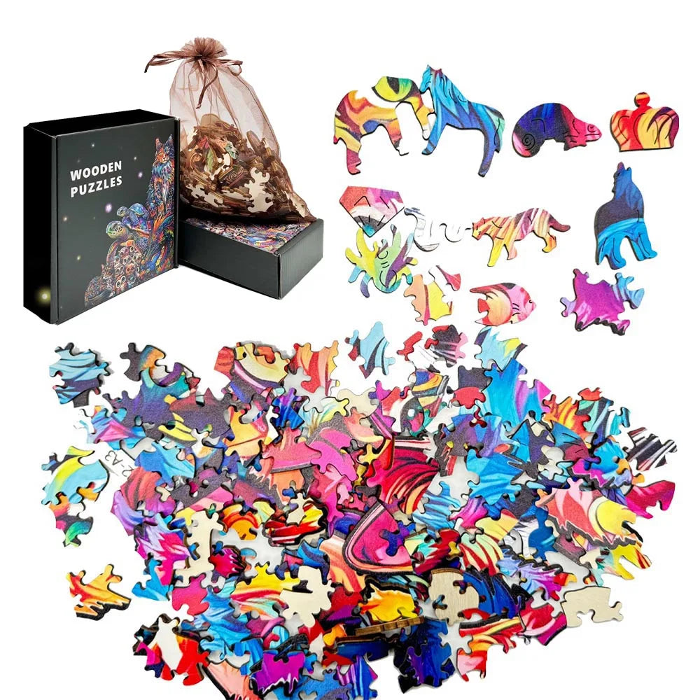 3D Holzpuzzle Tier Tiger und Hund für Kinder und Erwachsene