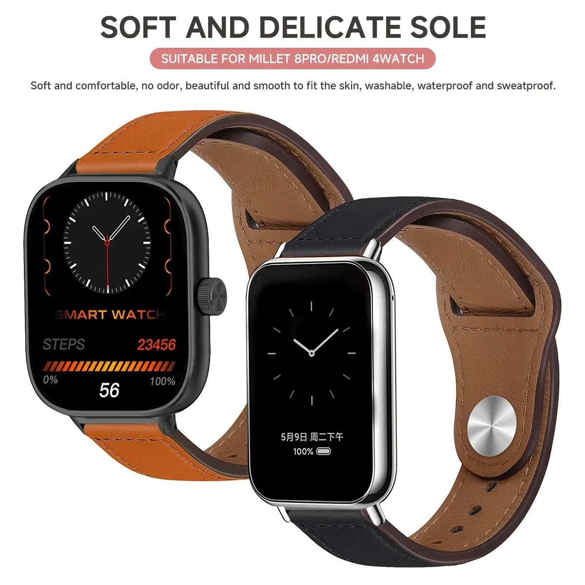 Elegantes Lederarmband für Smartwatch und Fitness Tracker-Yabubestshop