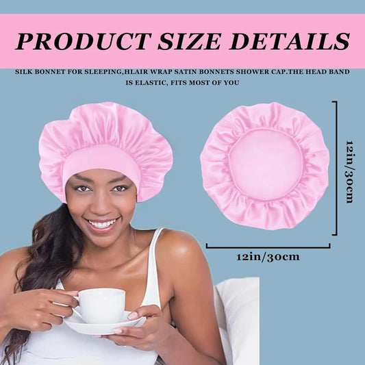 Seidensatin Hauben für Damen und Herren mit elastischem Band für lockiges Haar