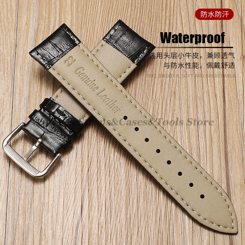Kalbsleder Uhrenarmband Slub Muster 12-24mm Smartwatch Classic
