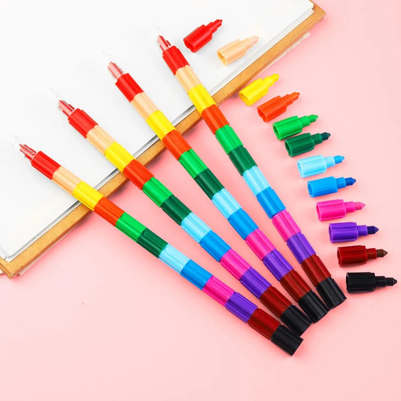 12 Farben Regenbogen Bausteine Malstifte Kreide Set für Schule Party Geschenk