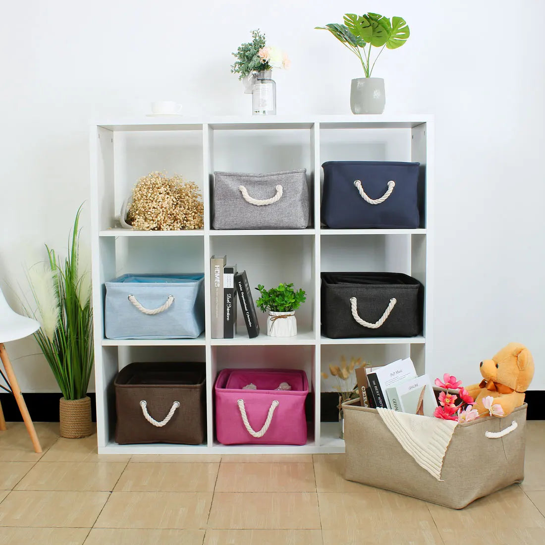 Faltbarer Stoff Aufbewahrungskorb mit Griffen für Spielzeug Wäsche Kleidung