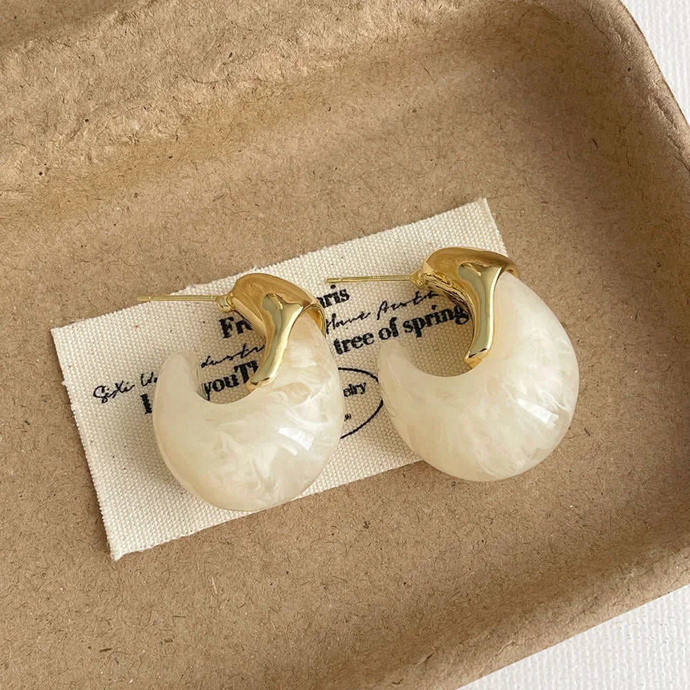 Vintage Wassertropfen Ohrringe aus Kunstharz und Kupferlegierung