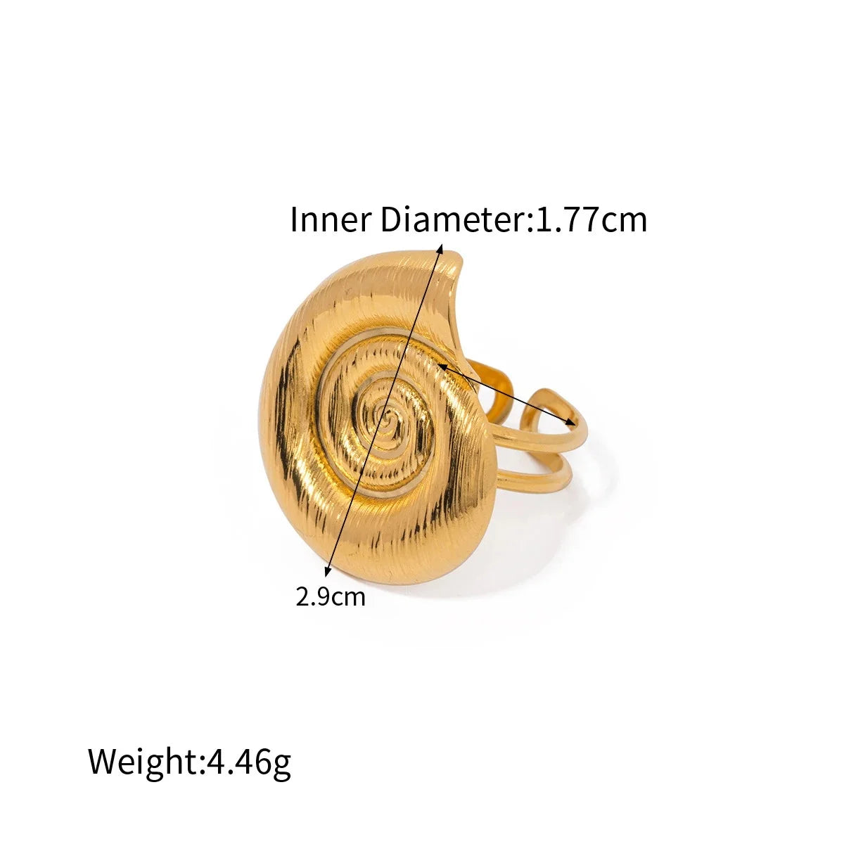 Dicke Edelstahl Muschel Ohrstecker Bolzen mit 18K Vergoldung