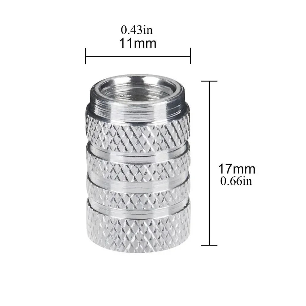 4er Set Aluminium Ventilkappen Rändelung Stil für Auto Reifen Ventile