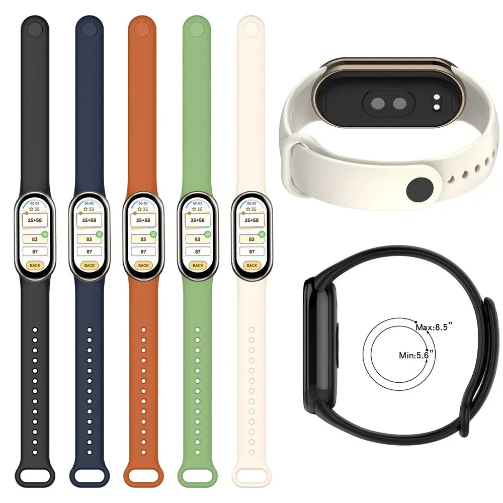 Atmungsaktives Silikon-Sportarmband kompatibel mit Mi Band 8 NFC