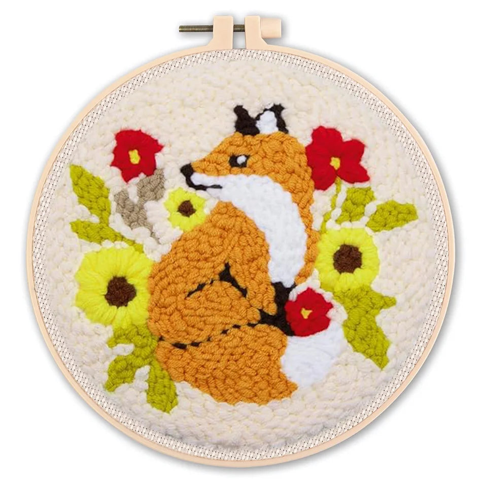 Einfaches Punch Nadel Stickerei Starter Kit mit Tiermotiven