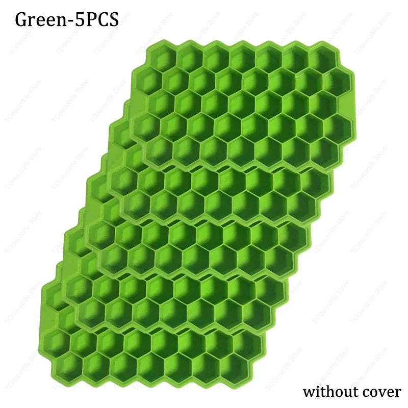 Premium Silikon Eiswürfelformen mit Deckel – Sechseckig, Wiederverwendbar