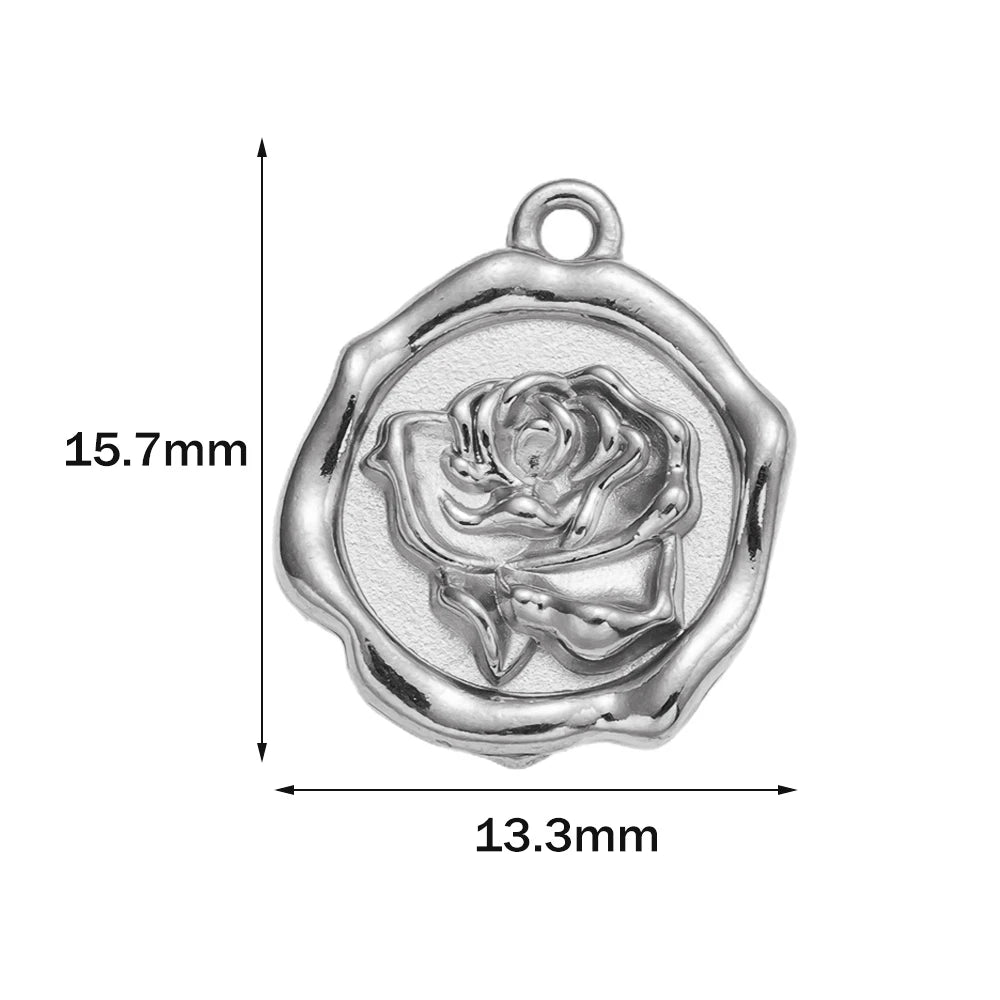 Goldfarbene Edelstahl Charms Rose Herz Meerjungfrau Design