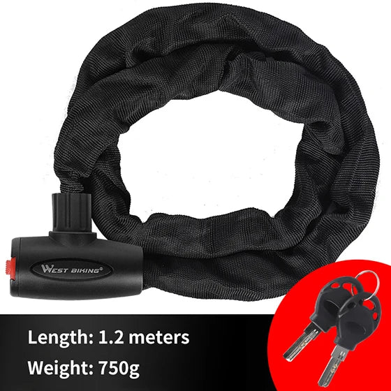 Fahrrad Kettenschloss für MTB und Rennrad Anti-Diebstahl Schutz mit 2 Schlüsseln