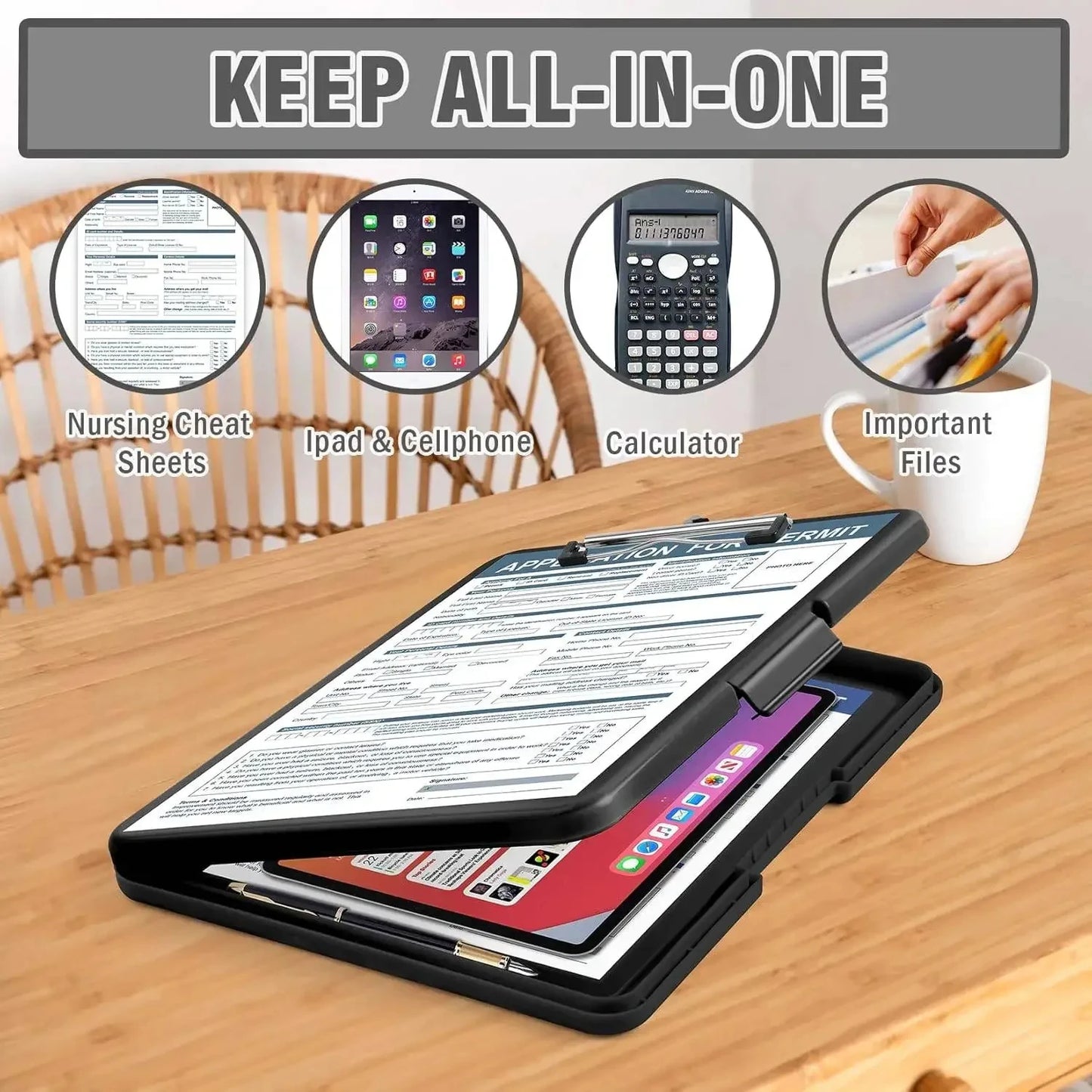 A4 Schreibtafel Clip Box aus Kunststoff mit Stiftschlitz und Faltfunktion