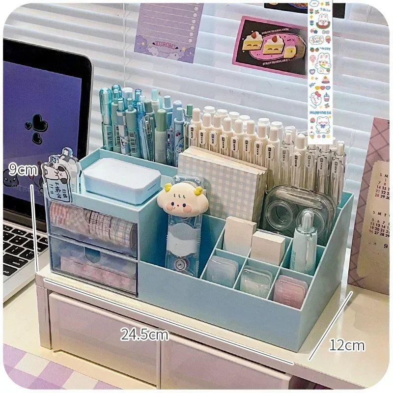Schreibtisch Organizer Box mit 9 Fächern – Kawaii Stiftehalter für Schüler-Yabubest - Home & More