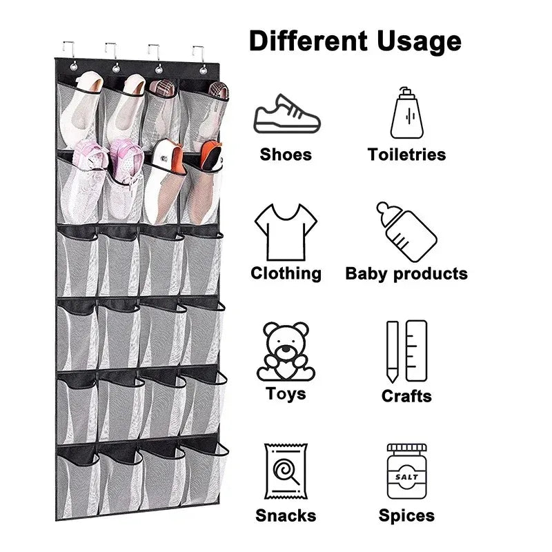 Wandmontierter Schuh-Organizer mit Netzfach zum Aufhängen über der Tür