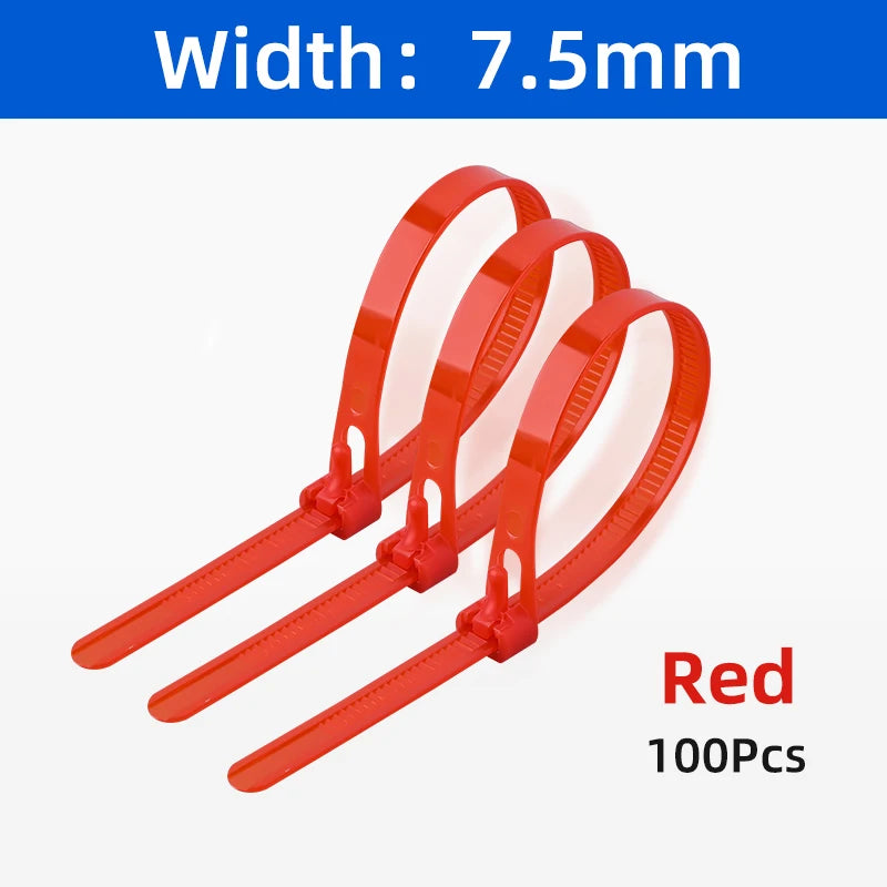 100x wiederverwendbare Nylon Kabelbinder schwarz 8x150-450 mm lösbar