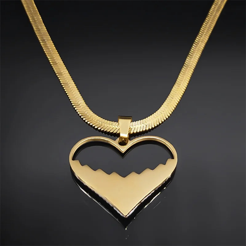 Kristall Herz Anhänger Halskette aus Edelstahl Gold Farbe für Damen und Herren-Yabubest - Home & More