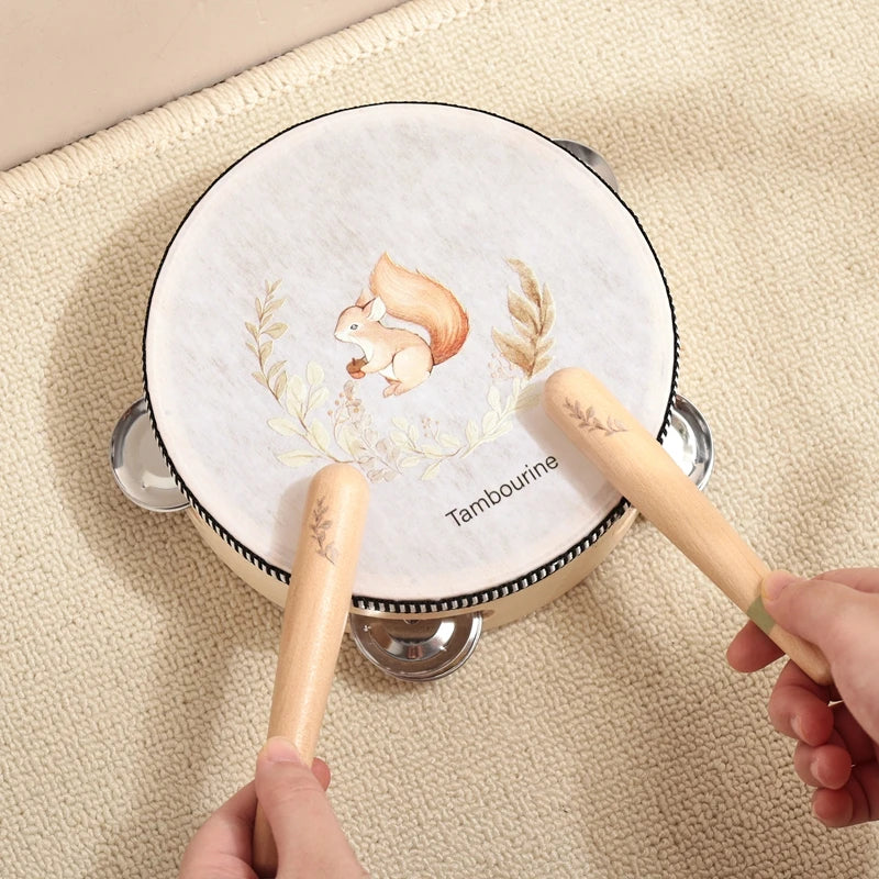 Montessori Holz Musikinstrumente für Babys Lernspielzeug Xylophon Rassel Trommel
