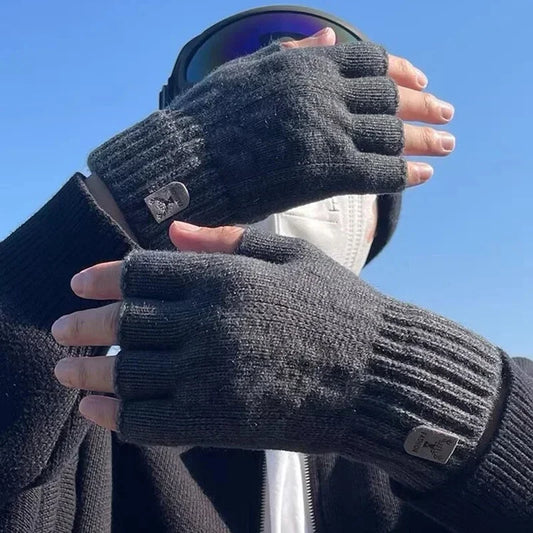 Winter Halbfinger Handschuhe Strick Thermo Warm Dehnbar Unisex