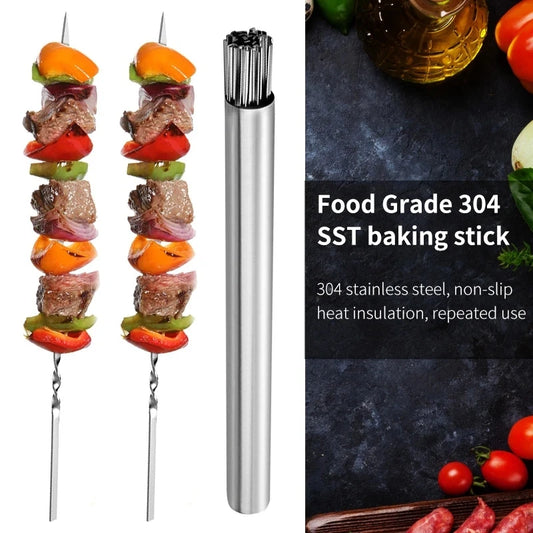 20 Edelstahlspieße mit Aufbewahrungsrohr – Perfekt für BBQ - Camping