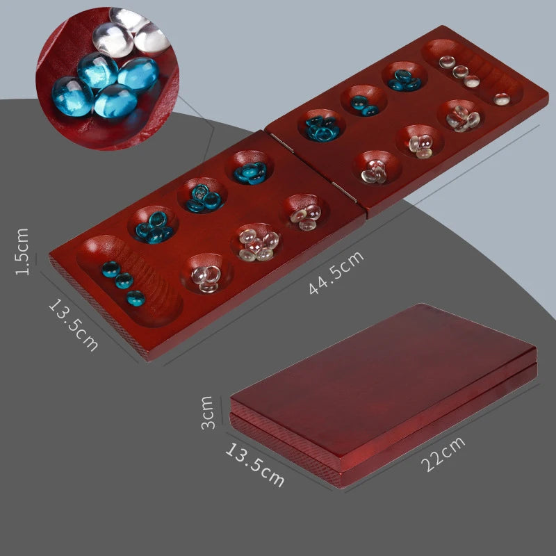 Faltbares Mancala Brettspiel aus Holz für Kinder und Erwachsene