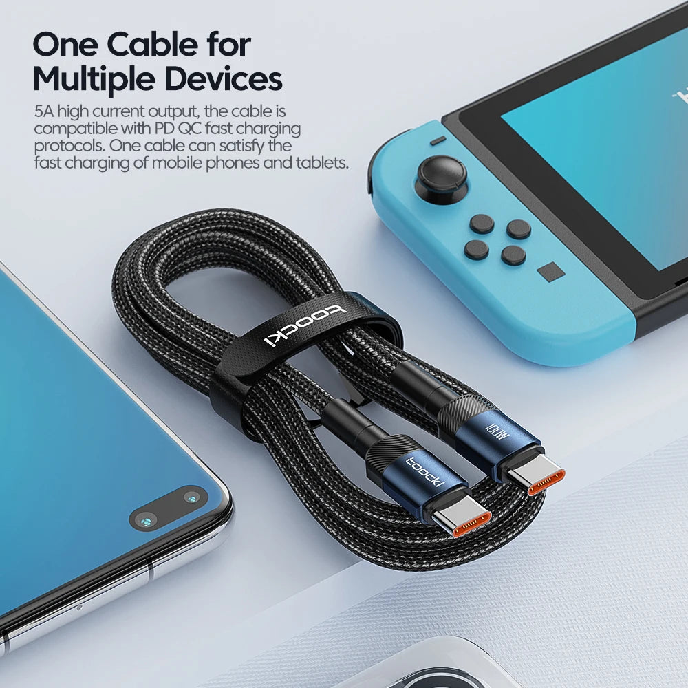 100W USB C Ladekabel 3m, PD 5A – Schnelles Laden für alle kompatiblen Geräte