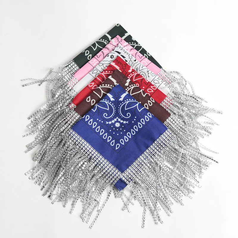 Vielseitiges Paisley Bandana mit Strassfransen für Frauen und Männer