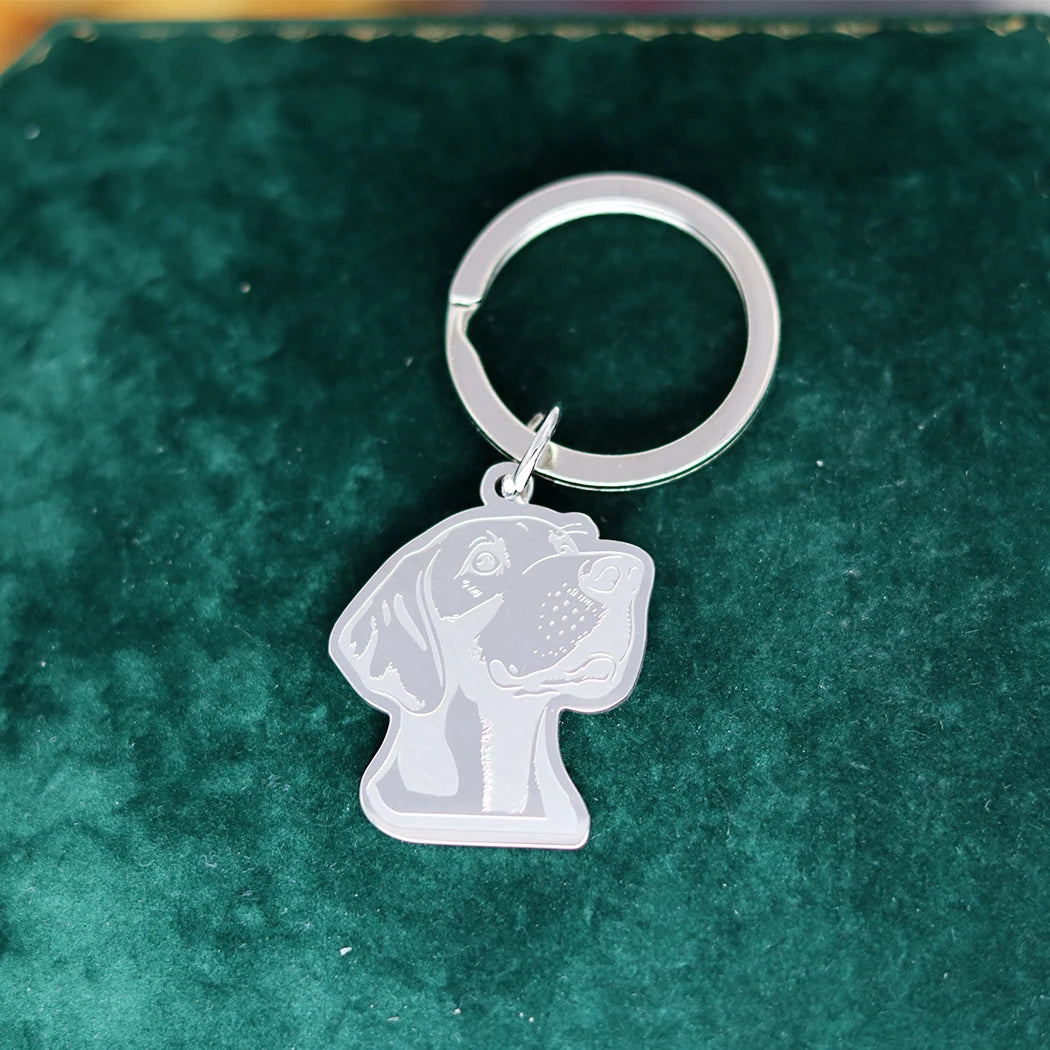 Eleganter Weimaraner Schlüsselanhänger aus Edelstahl – Glücksbringer in Silber - Gold