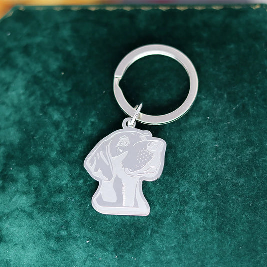 Eleganter Weimaraner Schlüsselanhänger aus Edelstahl – Glücksbringer in Silber - Gold