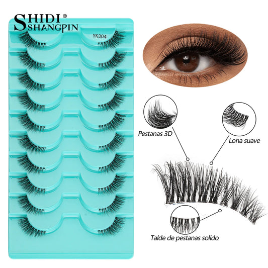 Natürliche Katzenaugen Halb-Wimpern Sets 3/6/10 Paare – weich & wiederverwendbar