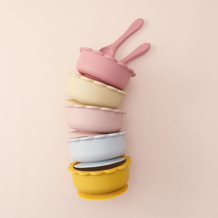 BPA-freie Silikon Baby Fütterschüssel mit Besteck Saugnapf für Kinder