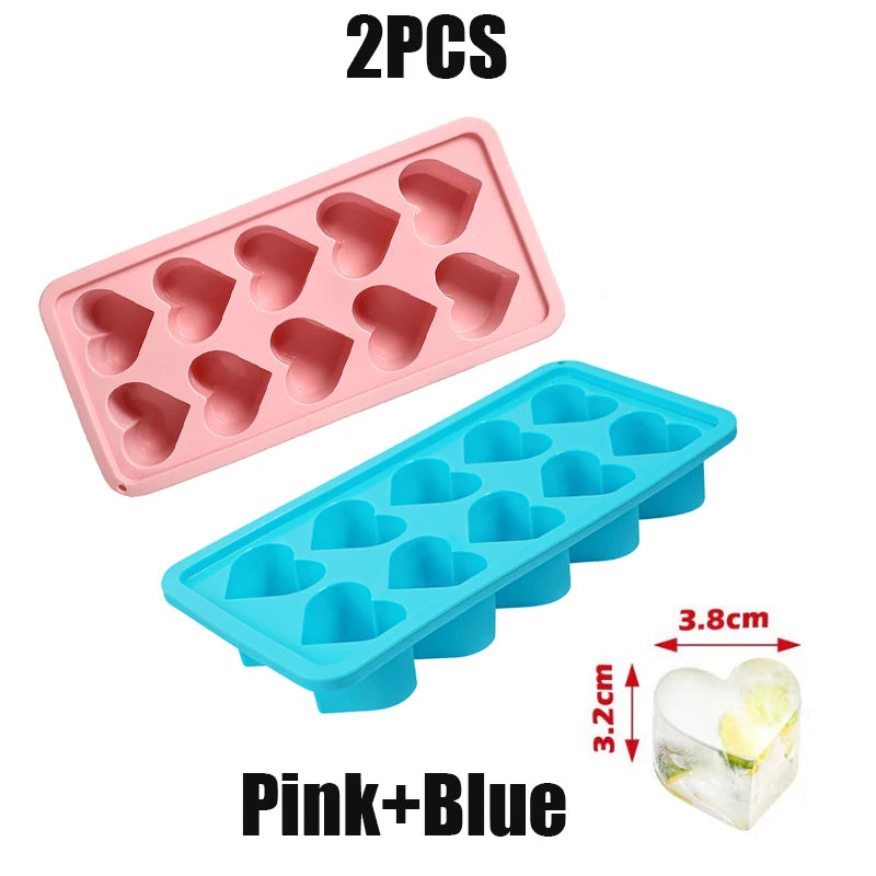 Herzförmige Eiswürfelform aus Silikon in Rosa und Rot, multifunktional