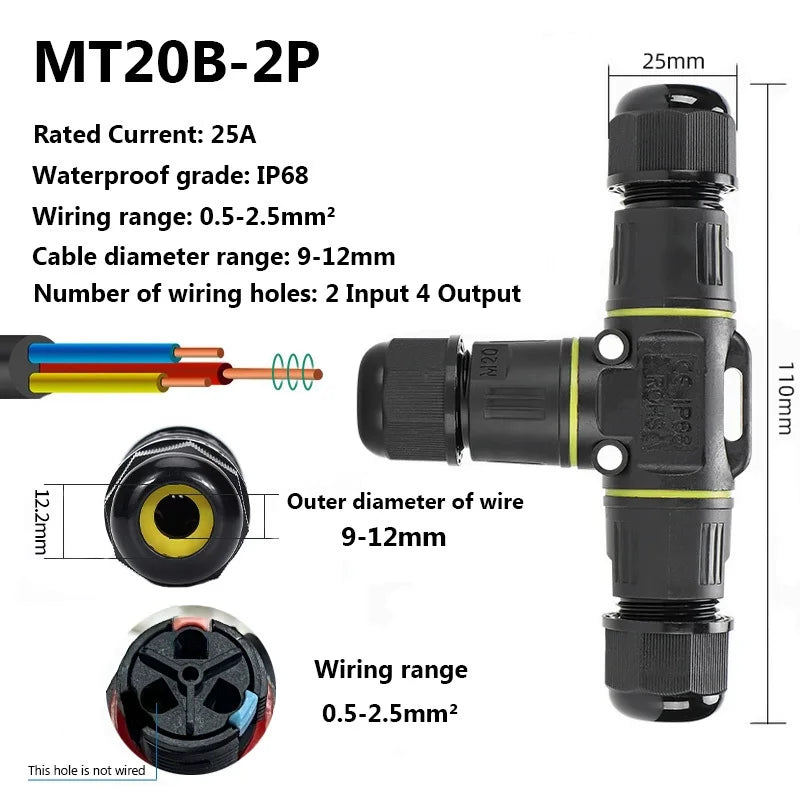 Lötfreier IP68 Wasserdichter Kabelverbinder für LED - Außenbereich 2-4 polig