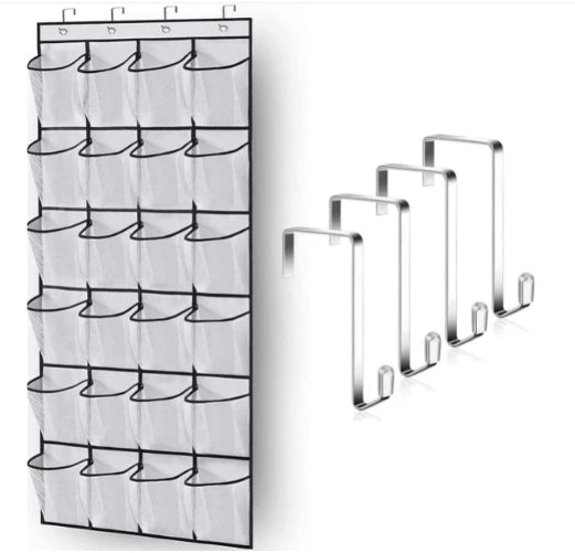 Wandmontierter Schuh Organizer mit 24 Fächern aus Stoff