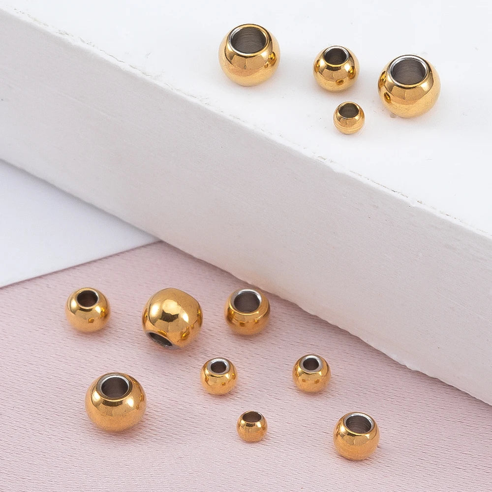 Edelstahl Gold Spacer Perlen Set 100 Stück Verschiedene Größen DIY